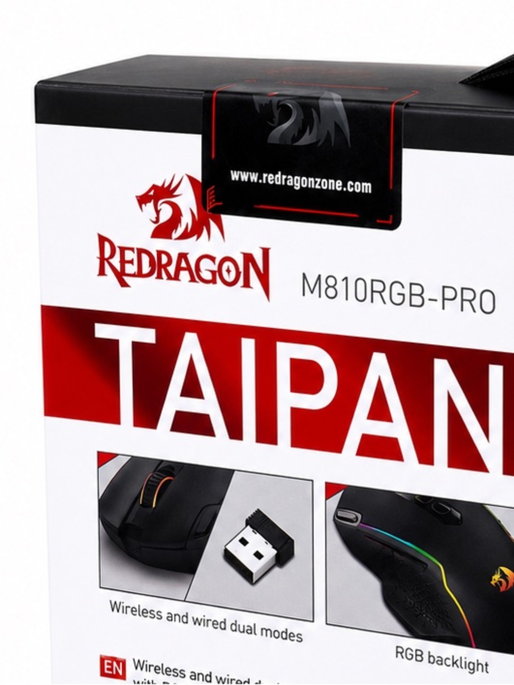 NWT Redragon Taipan Pro M810RGB-PRO Wireless Gaming Mouse RGB 10,000 DPI - Picture 2 of 4